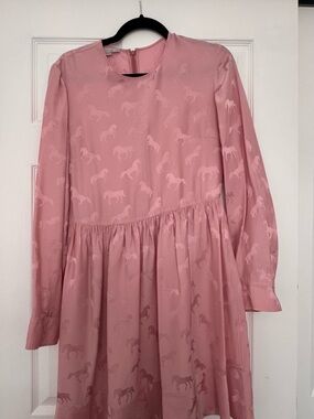 Women’s Stella McCartney Pink Horse-Print Long Sleeve Dress